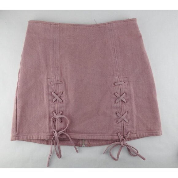 Fourteen 9th Pink Lace Up Mini Skirt Lace up Accent Y2K Womens Size Small - Picture 2 of 8